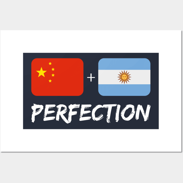 Argentinian Plus Chinese Perfection Mix Flag Heritage Gift Wall Art by Just Rep It!!